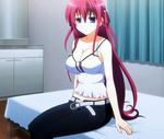  blue_eyes breasts cleavage grisaia_(series) grisaia_no_kajitsu large_breasts long_hair pants red_hair screencap suou_amane 