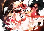  blockhead_bh blurry breasts cleavage depth_of_field dress fingernails kantai_collection large_breasts long_hair looking_at_viewer midway_hime red_eyes sharp_fingernails shinkaisei-kan solo white_dress white_hair white_skin 