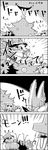  arms_up bag bow bucket christmas_tree cirno comic commentary facial_hair gap greyscale hair_bow hat highres in_bucket in_container jitome kirisame_marisa kisume monochrome moriya_suwako mustache no_humans reiuji_utsuho santa_hat tani_takeshi touhou translated twintails yukkuri_shiteitte_ne 