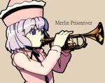  gumdrop hat instrument lavender_hair merlin_prismriver purple_eyes solo touhou trumpet 