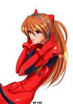  :d bangs blue_eyes bodysuit bracer cowboy_shot from_side gloves hair_between_eyes hair_ornament hands_on_headphones happy headphones long_hair looking_at_viewer neon_genesis_evangelion open_mouth orange_hair pilot_suit plugsuit ryu_(ryu's_former_site) shikinami_asuka_langley shiny shiny_hair simple_background skinny smile solo souryuu_asuka_langley turtleneck white_background 