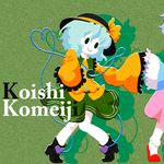  blue_hair bow character_name eyes hat heart heart_of_string karaagetarou komeiji_koishi komeiji_satori multiple_girls purple_hair ribbon short_hair siblings sisters smile touhou 