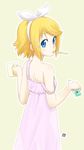  bad_id bad_pixiv_id blonde_hair blue_eyes cup hair_ornament hairclip highres kagamine_rin mouth_hold nagian nightgown short_hair solo strap_slip toothbrush toothpaste vocaloid 