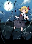  amagase_lyle blonde_hair blush darkness hair_ribbon moon night red_eyes ribbon rumia short_hair sky solo star_(sky) starry_sky touhou 