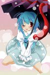  ;p bad_id bad_pixiv_id blue_hair c.jam-packed karakasa_obake one_eye_closed purple_umbrella red_eyes short_hair solo tatara_kogasa tongue tongue_out touhou umbrella 