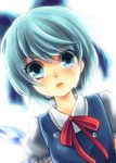  bad_id bad_pixiv_id blue_eyes blue_hair bow cirno crying crying_with_eyes_open hair_bow ribbon short_hair solo suke tears touhou wings 