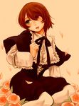  bad_id bad_pixiv_id flower heterochromia mishima_ssuru pantyhose red_hair rozen_maiden short_hair sitting solo souseiseki 