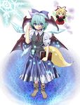  alice_margatroid atsumi_haru bat_wings book boots bow chimerism cirno fox_tail fusion hair_bow head_wings koakuma letty_whiterock snowflakes solo su-san tail touhou vest wings yakumo_ran 