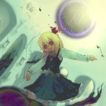  blonde_hair darkness hair_ribbon red_eyes ribbon rumia short_hair solo suisa touhou 