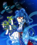  bird blue_hair chinese_clothes flower highres magpie mami_(apsaras) original red_eyes solo star 