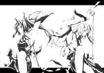  detached_sleeves gohei greyscale hakurei_reimu kochiya_sanae monochrome multiple_girls sousou_(sousouworks) touhou 