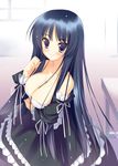  akiyama_mio arikawa_satoru blue_eyes blue_hair breasts cleavage dress frills gown k-on! large_breasts long_hair solo 