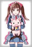  alicia_melchiott brown_eyes brown_hair hans_(senjou_no_valkyria) military military_uniform pig senjou_no_valkyria senjou_no_valkyria_1 thighhighs un uniform zettai_ryouiki 