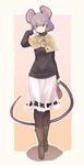  alternate_costume animal_ears bag black_legwear boots capelet dra grey_hair mouse_ears mouse_tail nazrin pantyhose red_eyes short_hair skirt solo tail touhou 