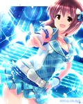  2014 :d breasts brown_eyes brown_hair check_my_note cleavage dated hagiwara_yukiho idol idolmaster idolmaster_(classic) idolmaster_one_for_all ima_(lm_ew) medium_breasts open_mouth short_hair smile solo 