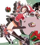  akagi_(kantai_collection) akigumo_(kantai_collection) animal_costume antlers elbow_gloves gift gloves hat jumping kaga_(kantai_collection) kantai_collection kongou_(kantai_collection) matanonki multiple_girls naka_(kantai_collection) one_eye_closed reindeer_antlers reindeer_costume sack santa_costume santa_hat sendai_(kantai_collection) sweatdrop zuikaku_(kantai_collection) 