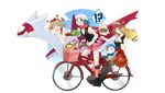  3girls :d backpack bag beanie bicycle bird black_legwear blonde_hair blue_eyes blue_hair blush_stickers boots brown_hair dragon drinking drinking_straw eyewear_on_head gen_3_pokemon gen_4_pokemon ground_vehicle hair_ornament hair_ribbon haruka_(pokemon) hat heart heart-shaped_pupils heart_eyes highres hikari_(pokemon) latias laughing long_hair multiple_girls one_eye_closed open_mouth penguin pink_footwear piplup pleated_skirt pokemon pokemon_(creature) pokemon_(game) pokemon_dppt pokemon_oras pokemon_xy red_scarf ribbon riding scarf serena_(pokemon) shirt skirt skirt_lift sleeveless sleeveless_shirt smile staring sunglasses symbol-shaped_pupils thighhighs thought_bubble total9 