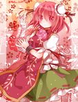  bandaged_arm bandages bun_cover double_bun ibaraki_kasen looking_at_viewer mogu_(au1127) pink_eyes pink_hair short_hair sketch solo touhou 