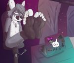  anthro barefoot canine feet foot_fetish fox grey_fox invalid_tag mammal smelly superchuits_(artist) sweat toes vulps 
