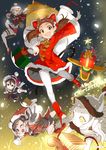  ;d ahoge animal_hat antenna_hair blue_eyes brown_eyes brown_hair cat_hat christmas christmas_lights christmas_ornaments christmas_tree gift hair_bun hair_ornament hat kantai_collection multiple_girls naitou_ryuu naka_(kantai_collection) northern_ocean_hime one_eye_closed open_mouth orange_eyes pink_eyes pink_hair ryuujou_(kantai_collection) sack santa_costume sazanami_(kantai_collection) school_uniform serafuku shigure_(kantai_collection) shinkaisei-kan smile snow twintails v white_hair white_skin 