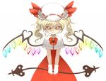  alternate_hairstyle ascot blonde_hair blush daiquiri flandre_scarlet gloves hat heart heart-shaped_pupils laevatein red_eyes shaded_face short_hair simple_background smile solo symbol-shaped_pupils touhou twintails v_arms white_background white_gloves wings 