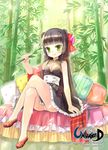  :q bamboo bamboo_forest black_hair breasts cleavage crossed_legs double_bun forest green_eyes jin_young-in long_hair looking_at_viewer medium_breasts nature panties pantyshot pantyshot_(sitting) sitting smile solo tongue tongue_out underwear unleashed 