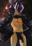  battle_tendency earrings freer horns jewelry jojo_no_kimyou_na_bouken kars_(jojo) loincloth long_hair male_focus pelvic_curtain purple_hair solo space wings 