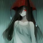  ameonna_(youkai_watch) bad_id bad_pixiv_id hair_over_one_eye long_hair no_pupils rain red_eyes shouen_kigashi solo umbrella upper_body youkai youkai_watch youkai_watch_2 