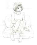  barefoot denim jeans monochrome original pants short_hair sketch solo sweater traditional_media turtleneck yoshitomi_akihito 