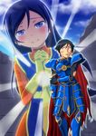  1girl aragaki_ayase armor bad_id bad_pixiv_id black_hair blue_eyes bodysuit cosplay dragon_quest dragon_quest_iii highres kousaka_kyousuke long_hair orange_bodysuit ore_no_imouto_ga_konna_ni_kawaii_wake_ga_nai priest_(dq3) priest_(dq3)_(cosplay) roto roto_(cosplay) roto_(dq3) sakaki_youma short_hair tears zoom_layer 