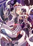  blonde_hair boots broken cape chess_piece crossed_legs crown feathers looking_at_viewer magic male_focus open_mouth pawn red_eyes selenoring sitting smile solo souseiki_aster_gate wand 