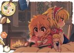  alice_margatroid blanket blonde_hair blue_eyes blush bon_(rump) book bow braid brown_eyes coffee_mug couple cup dress fireplace food hairband hot_drink kirisame_marisa long_hair mug multiple_girls no_hat no_headwear reading ribbon shanghai_doll short_hair single_braid smile soup touhou yuri 