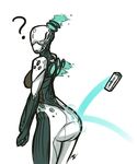  ? ass bodysuit breasts explosive grenade highres kimyouna_juju looking_at_viewer medium_breasts nova_(warframe) ricocheting simple_background solo thighs warframe white_background 
