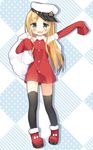  arm_up black_legwear blonde_hair christmas detached_sleeves female_admiral_(kantai_collection) full_body green_eyes hat highres kantai_collection long_hair looking_at_viewer masuishi_kinoto over_shoulder sack sleeves_past_wrists solo thighhighs zettai_ryouiki 