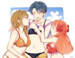  artist_name bad_id bad_pixiv_id bikini blue_hair blush bow breasts brown_hair cleavage collarbone gekkan_shoujo_nozaki-kun girl_sandwich groin height_difference kashima_yuu large_breasts long_hair mery_(apfl0515) multiple_girls navel orange_hair polka_dot polka_dot_bow polka_dot_swimsuit ponytail sakura_chiyo sandwiched seo_yuzuki short_hair small_breasts sweatdrop swimsuit undressing 