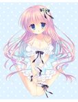  :d blue_eyes breasts cleavage dress fairy_wings frilled_dress frills from_above hair_ornament long_hair looking_at_viewer medium_breasts open_mouth original purple_hair sitting smile solo sumii wariza wings wrist_cuffs 