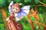  :d alternate_eye_color animal animal_ears arm_garter bad_id bad_pixiv_id bird bow branch brown_dress claws dress eurasian_tree_sparrow fingernails forest hat long_fingernails long_sleeves music mystia_lorelei nature open_mouth pink_bow pink_hair puffy_long_sleeves puffy_sleeves short_hair singing smile sparrow touhou tree wings yamami-hosyo yellow_eyes 