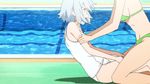  2girls animated animated_gif blue_hair cat_ears isone_kotoha lick licking multiple_girls nanami_ao school_swimsuit swimsuit yozakura_quartet yuri 