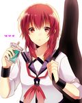  angel_beats! bad_id bad_pixiv_id drink guitar_case highres instrument_case iwasawa nishinomiya_saku red_eyes red_hair school_uniform serafuku shinda_sekai_sensen_uniform short_hair sleeves_rolled_up solo 