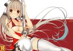  :o amagi_brilliant_park areola_slip areolae bikini blush breasts brown_hair collarbone cover cover_page doujin_cover grabbing gun highres kagome_(traumatize) large_breasts long_hair looking_at_viewer red_bikini rifle sento_isuzu solo swimsuit thighhighs weapon white_legwear yellow_eyes 