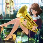  artist_request bangs bare_legs barefoot black_serafuku box brown_hair bucket chair clubroom curtains drumsticks euphonium feet from_side full_body hibike!_euphonium holding indoors instrument instrument_case key_visual knees_up legs light_particles long_sleeves looking_at_viewer metronome miniskirt neckerchief official_art oumae_kumiko paper pleated_skirt red_neckwear school_uniform serafuku sheet_music shelf short_hair sitting skirt smile solo tambourine trophy uniform wavy_hair window yellow_eyes 