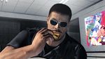  1boy animated animated_gif eating food magazine metal_gear_(series) metal_gear_rising:_revengeance otaku pizza solo sunglasses yaegashi_nan 