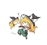  alternate_costume bad_id bad_pixiv_id berver blonde_hair blush braid chibi closed_eyes hat kirisame_marisa long_hair musical_note open_mouth ribbon smile solid_circle_eyes star sukusuku_hakutaku touhou 