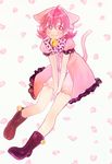  :3 aida_mana animal_ears bell blush boots bow bowtie cat_ears cat_tail dokidoki!_precure hood hoodie lace-trimmed_sleeves panther_pink_(precure) petals pink pink_eyes pink_hair precure puffy_short_sleeves puffy_sleeves short_hair short_sleeves solo tail tsugihagi 