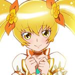  absurdres bad_id bad_pixiv_id blonde_hair blush bow choker cure_sunshine earrings flower flower_earrings hair_bow heartcatch_precure! highres jewelry long_hair magical_girl myoudouin_itsuki orange_bow orange_choker precure puffy_short_sleeves puffy_sleeves sharumon short_sleeves smile solo twintails yellow_bow yellow_eyes 