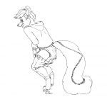  anthro barefoot biped blush clothed clothing crouching diaper feces fur hair jeans male mammal mephitid messy_diaper monochrome open_mouth pants pants_down partially_clothed pooping scat simple_background skunk smallcircles soiling soiling_diaper solo white_background 