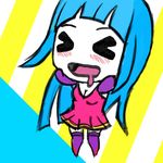  &gt;_&lt; 1girl animated animated_gif blue_hair chibi clothed drooling highs me!me!me! meme_(me!me!me!) smile striped_swimsuit swimsuit unclothed 