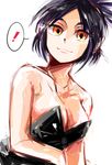  1girl bare_shoulders black_dress black_hair dress highres keroko_(keroooon) long_hair orange_eyes sanjou_kanako sketch solo terra_formars 