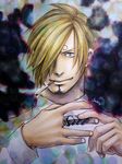  1boy blonde_hair hair_over_one_eye indigoissy jewelry looking_at_viewer male male_focus one_piece sanji solo 