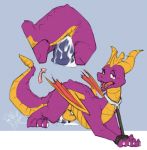  anal anal_penetration bdsm bondage bound chastity chastity_cage dildo dirtyturquoise_(artist) dragon feral looking_at_viewer male penetration sex_toy solo spyro spyro_the_dragon video_games wings 